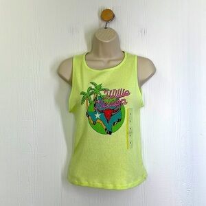 Zion Rootswear - Neon Yellow Willie Nelson Texas Palm Tree Graphic Tank Top Sm